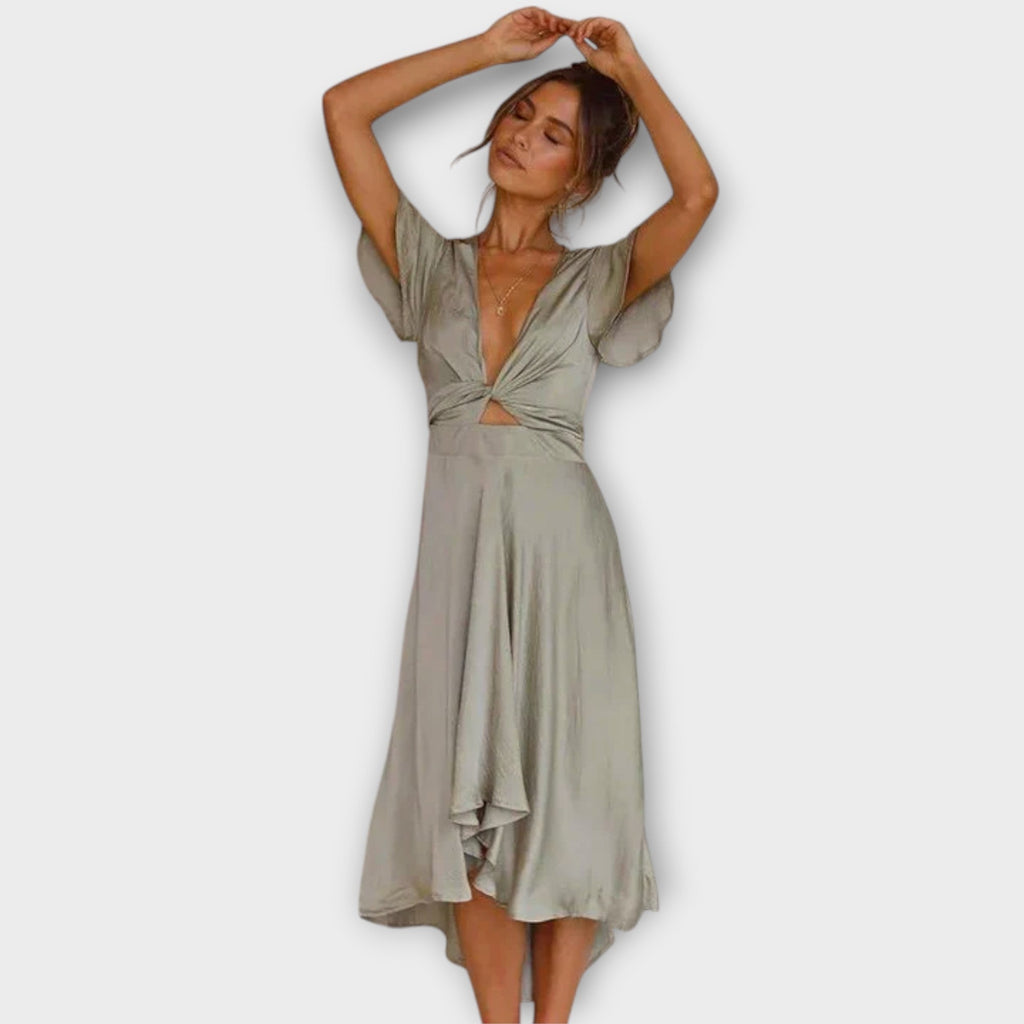 Ingeborg – Elegant midikjole med V-hals