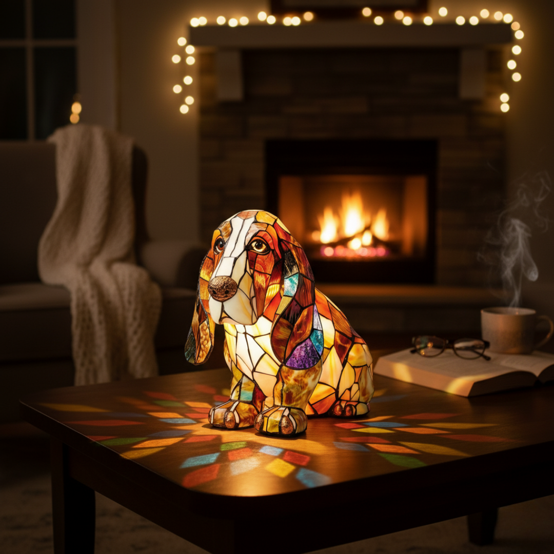 Kunstlampe i Glasmosaik – Dog