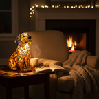Kunstlampe i Glasmosaik – Golden Retriever