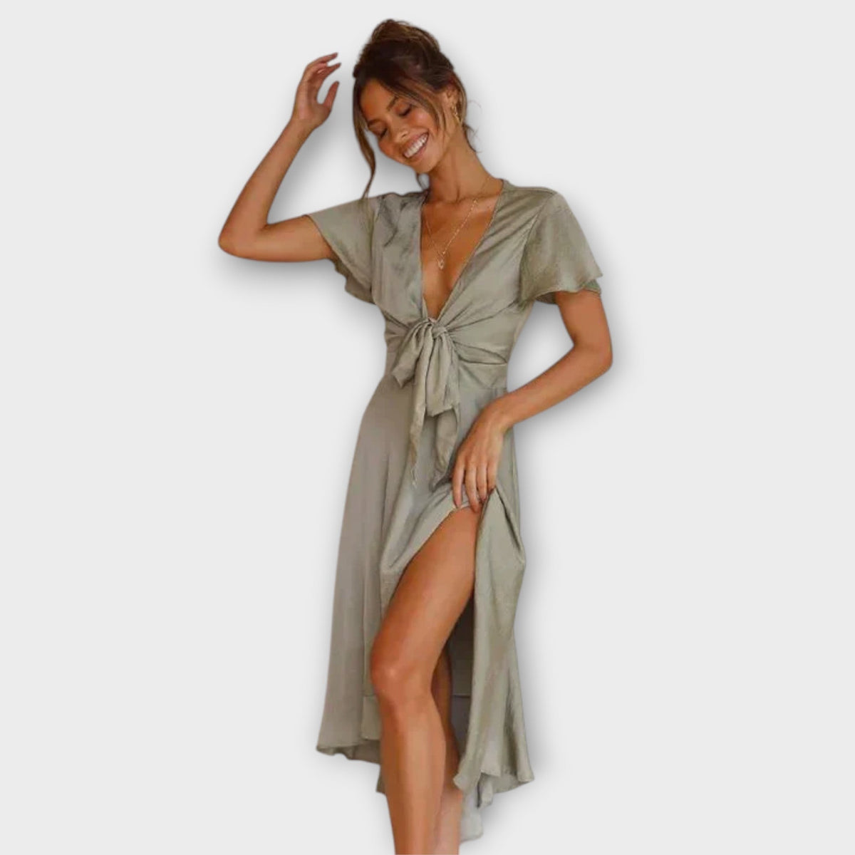 Ingeborg – Elegant midikjole med V-hals