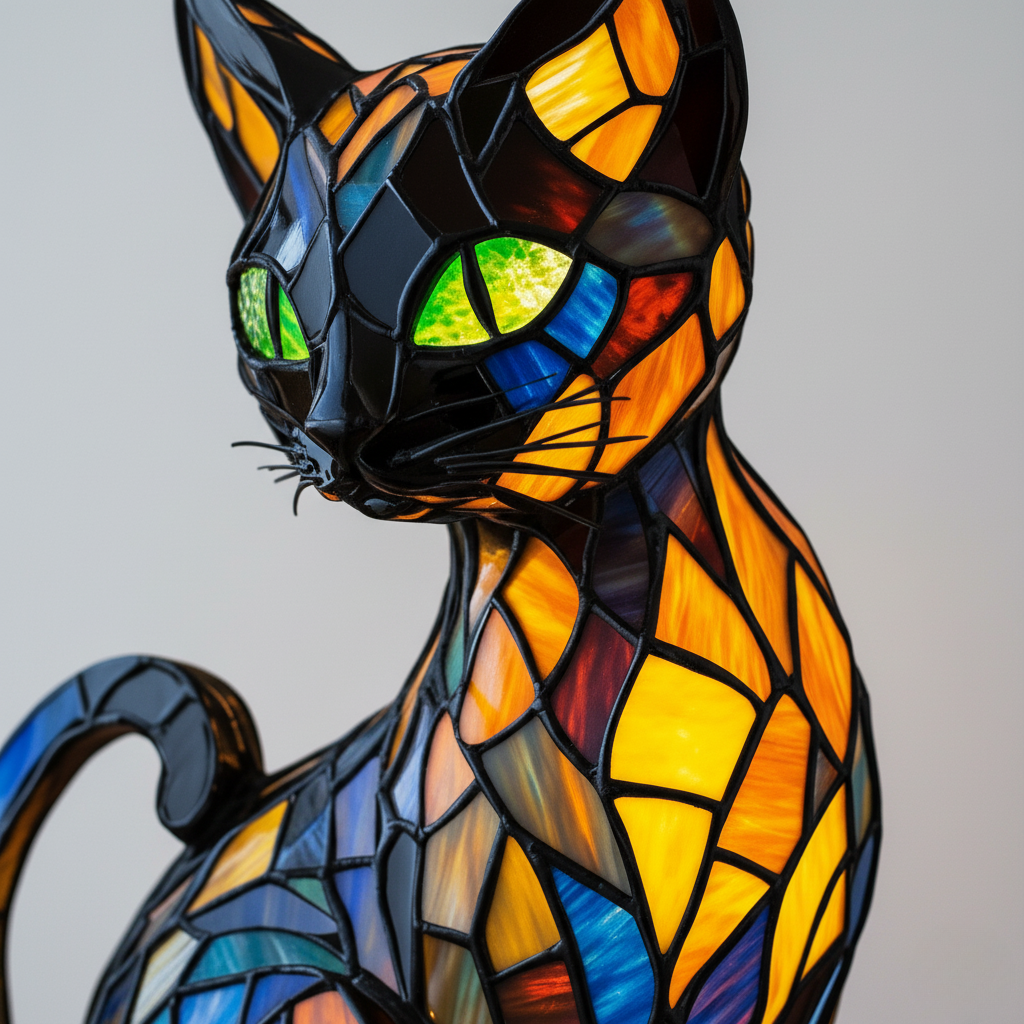 Kunstlampe i Glasmosaik – Graceful Cat
