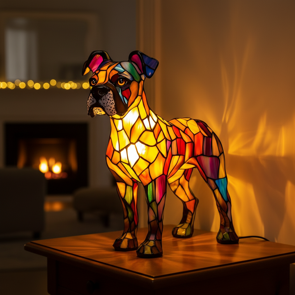 Kunstlampe i Glasmosaik – Dog