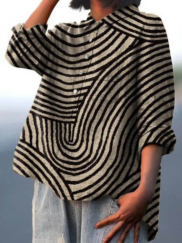 Lotte | Afslappet bluse med cirkelformet stregdesign
