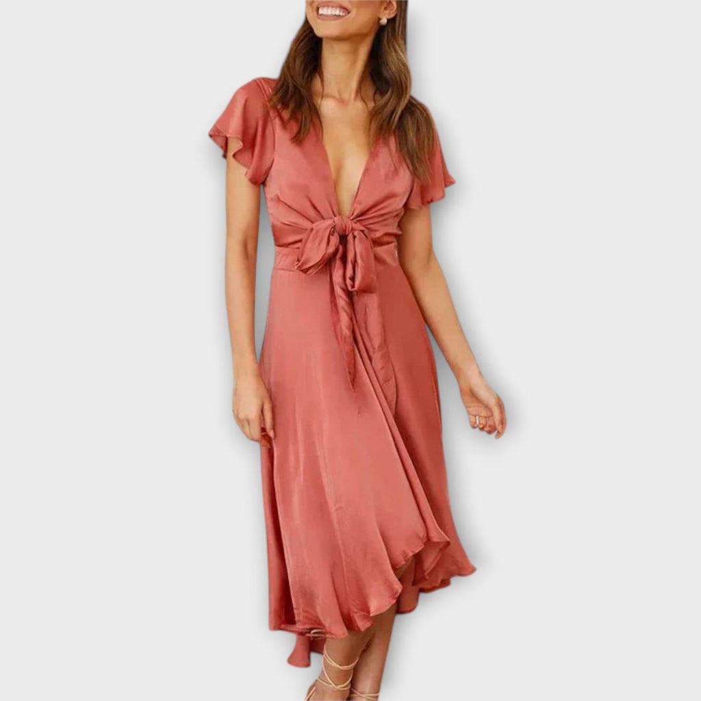 Ingeborg – Elegant midikjole med V-hals