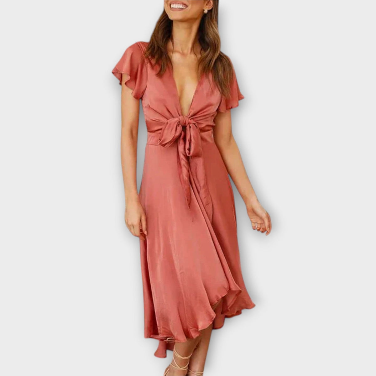 Ingeborg – Elegant midikjole med V-hals