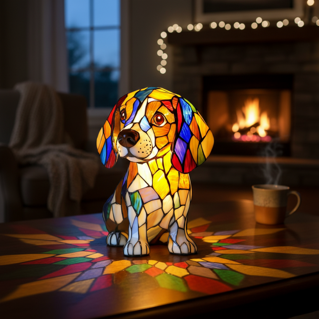 Kunstlampe i Glasmosaik – Beagle