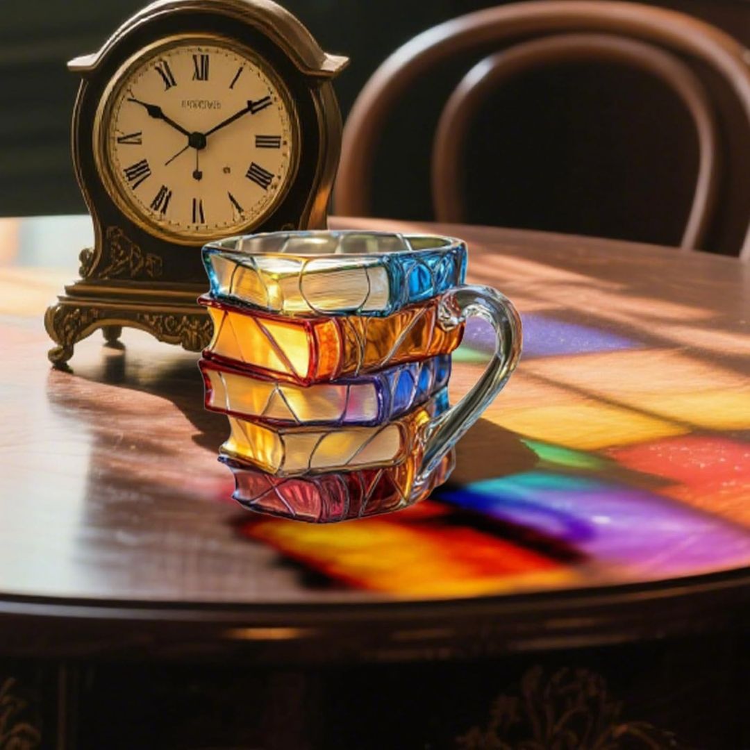 Kunstlampe i Glasmosaik – 3D Book Mug – Special Gift