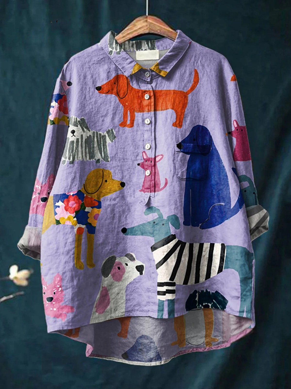 Rose | Bluse i løs pasform med hundedesign