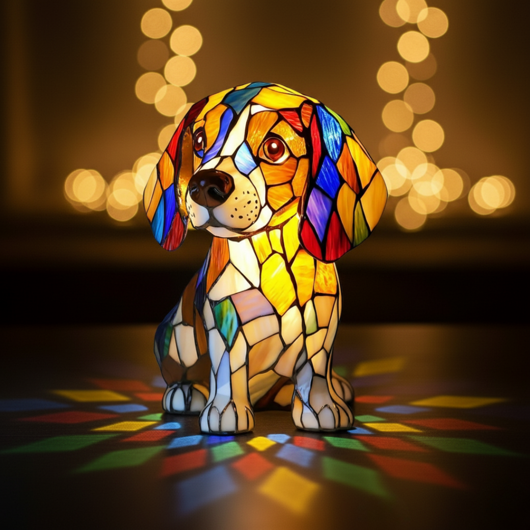 Kunstlampe i Glasmosaik – Beagle