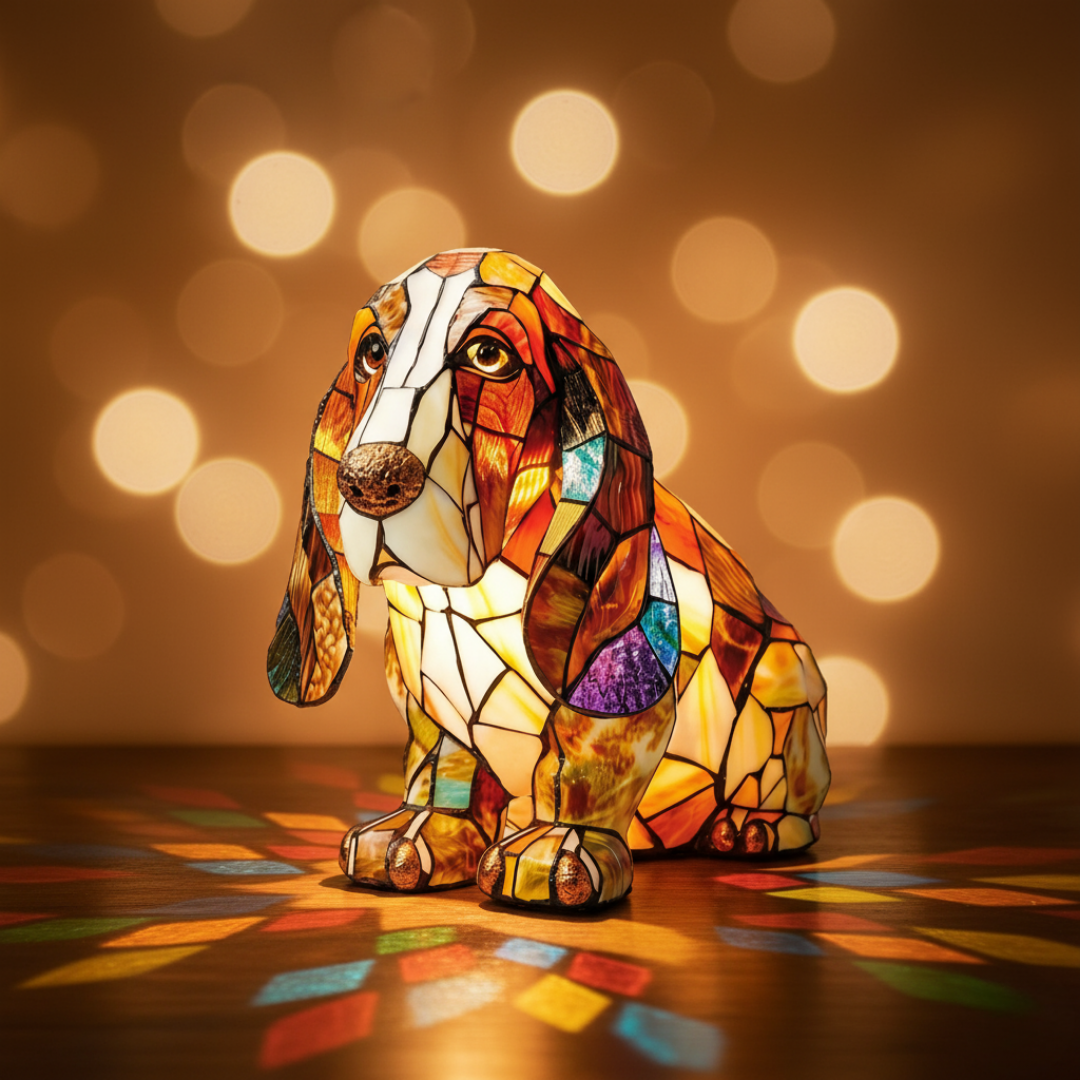 Kunstlampe i Glasmosaik – Dog