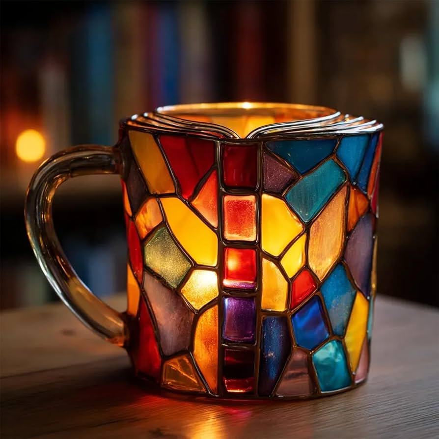 Kunstlampe i Glasmosaik – Aurora 3D Book Mug
