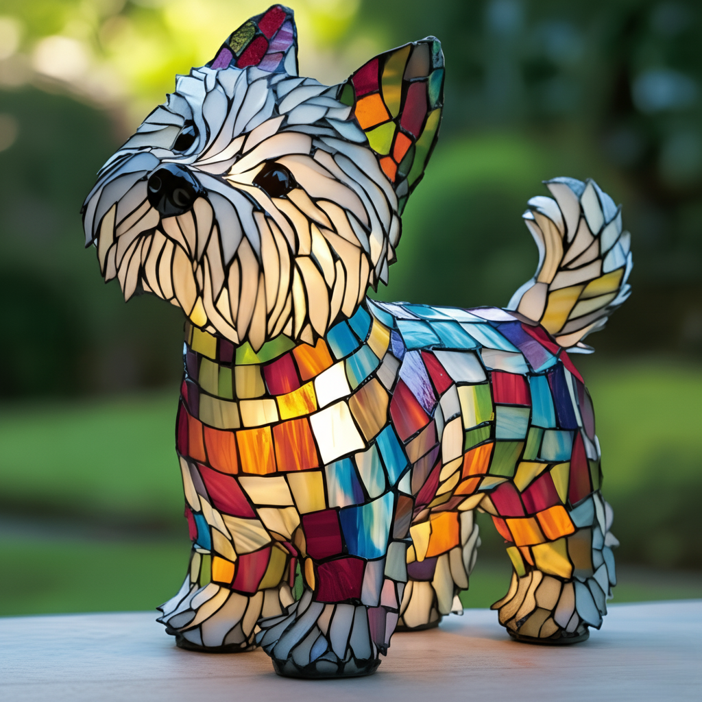 Kunstlampe i Glasmosaik – Kiko – Enchanting Dog