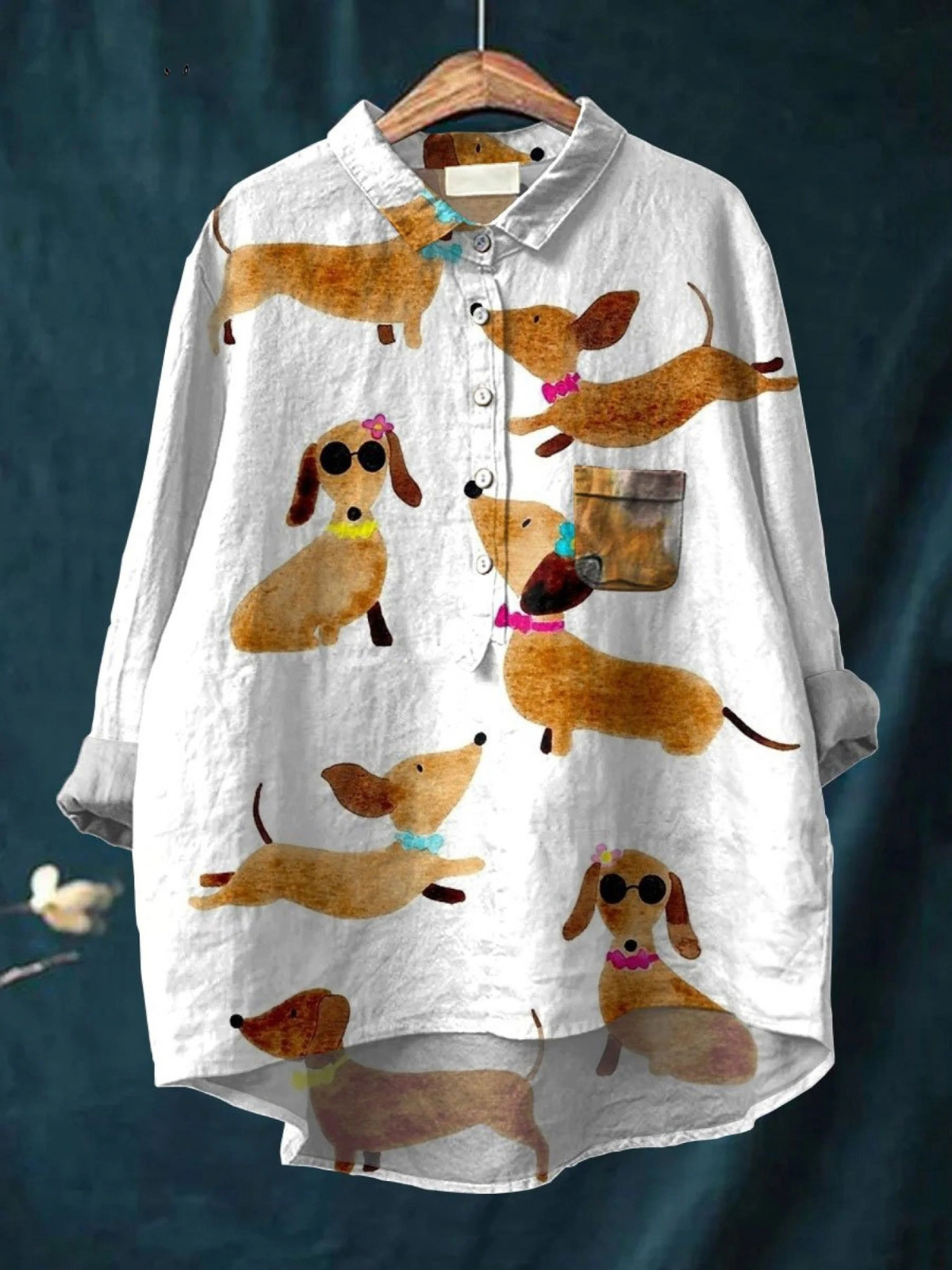 Lotte | Afslappet bluse med hundekunst