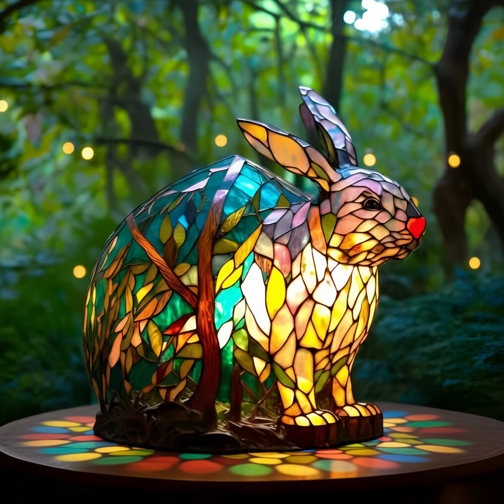 Kunstlampe i Glasmosaik – Cheerful Rabbit