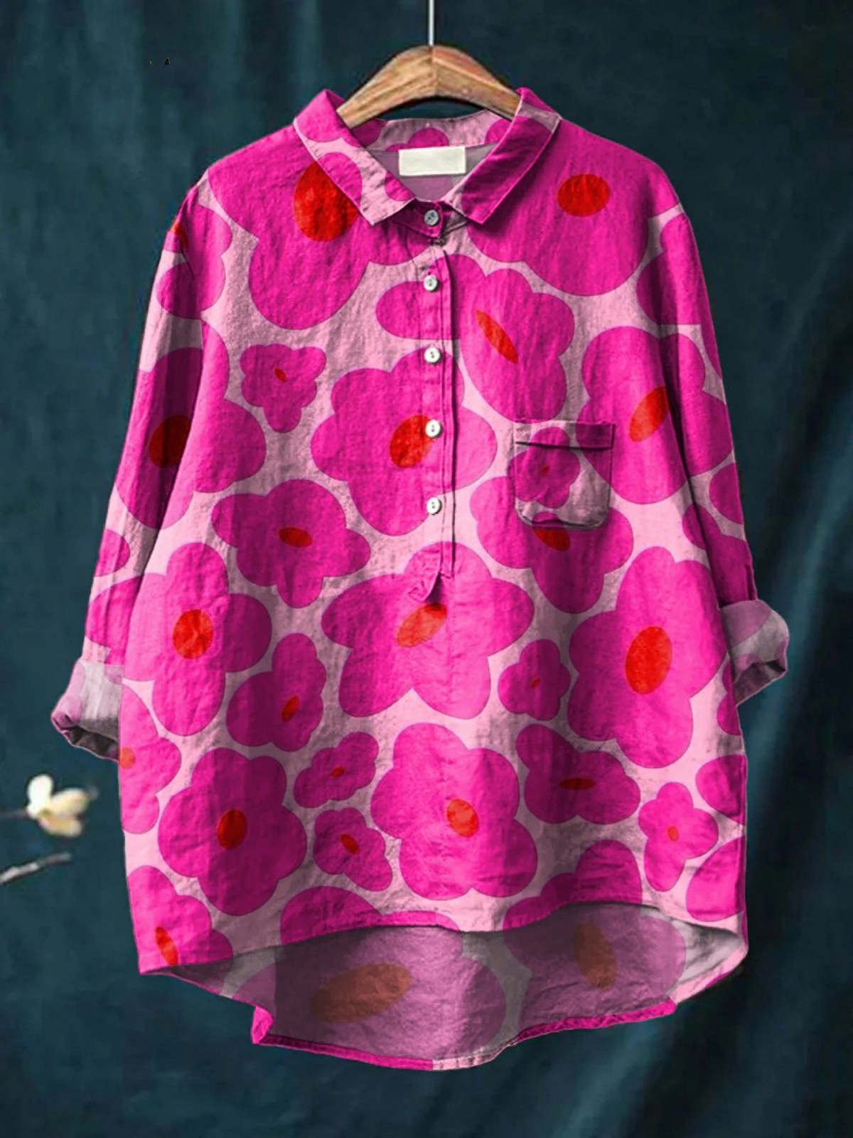 Rosemarie | Afslappet bluse til kvinder med farverigt lyserødt blomsterprint
