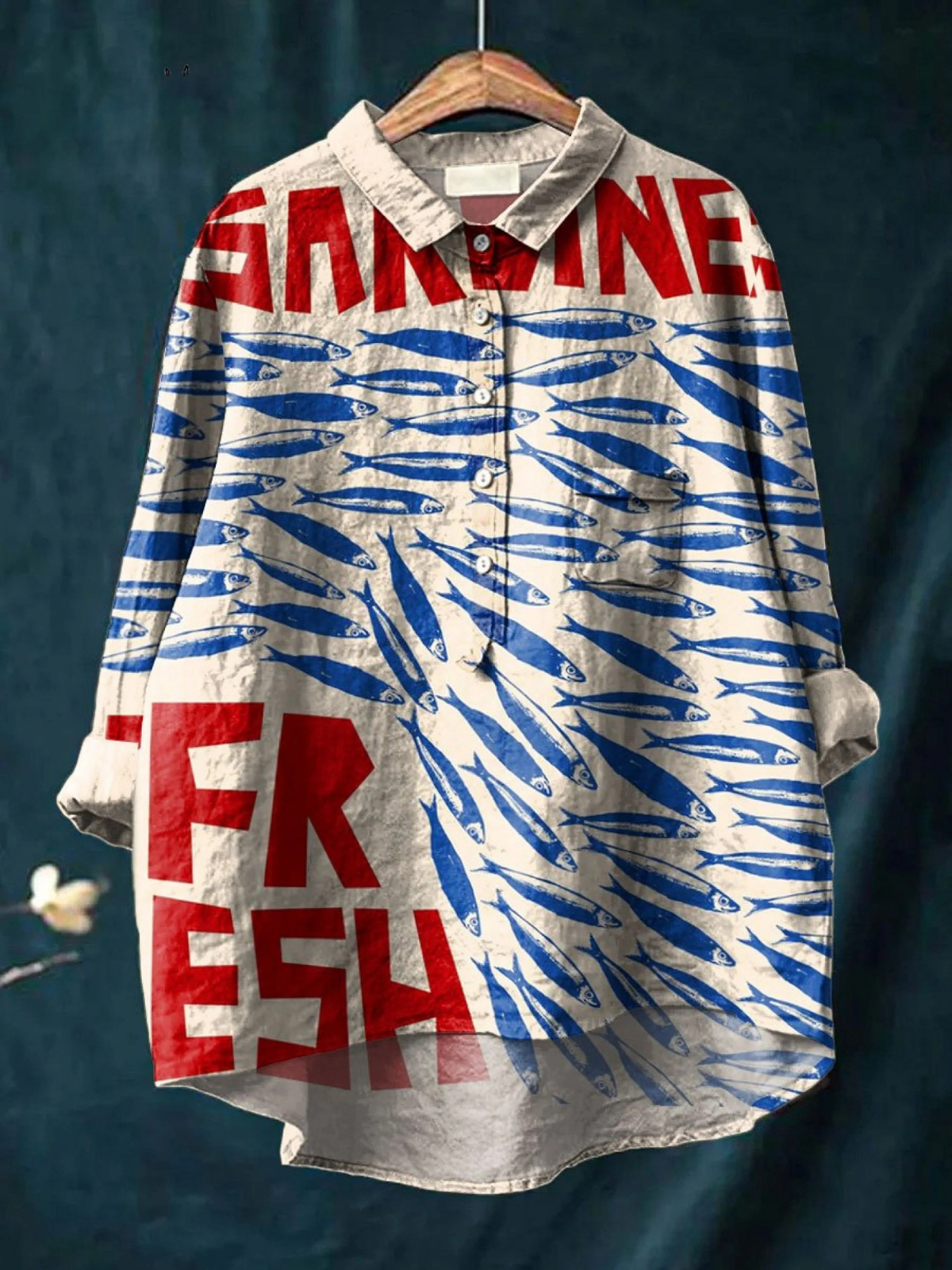 Rosemarie | Afslappet bluse til kvinder med vintage fiskekunst