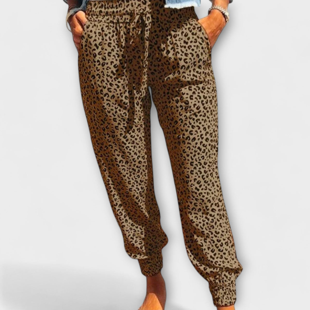 Solvejg – Leopardbukser med vide ben