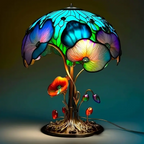 Kunstlampe i Glasmosaik – Bohemian Mushroom Lamp Floral