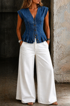 Dorte – Denimtop med V-hals
