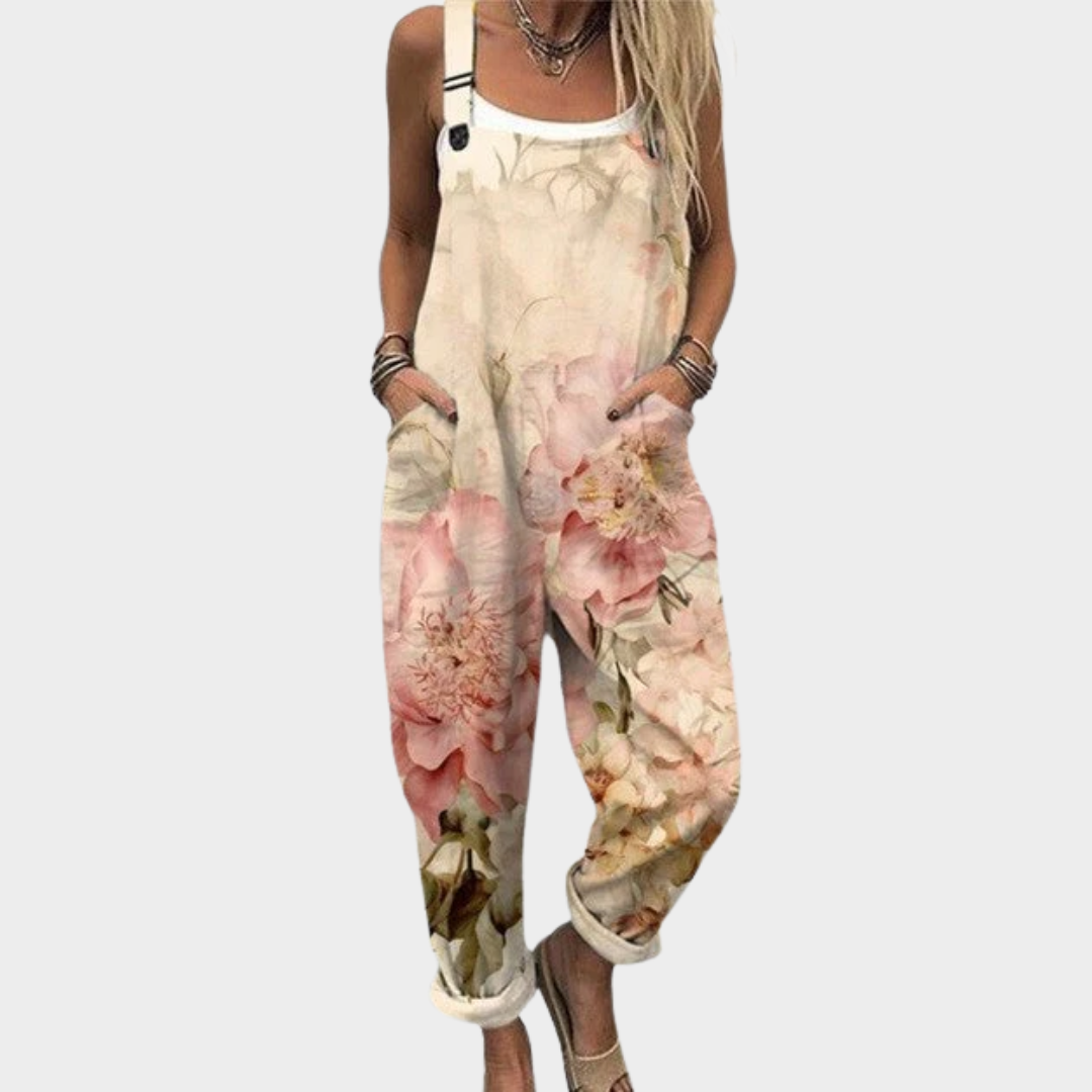 Behagelig buksedragt med print – Beige