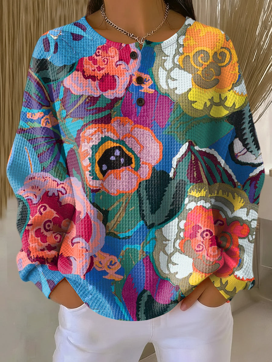 Ida™ – Sweatshirt med store farverige blomster