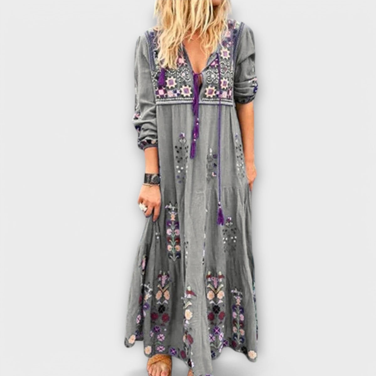 Vivi – Afslappet boho-maxikjole i hør