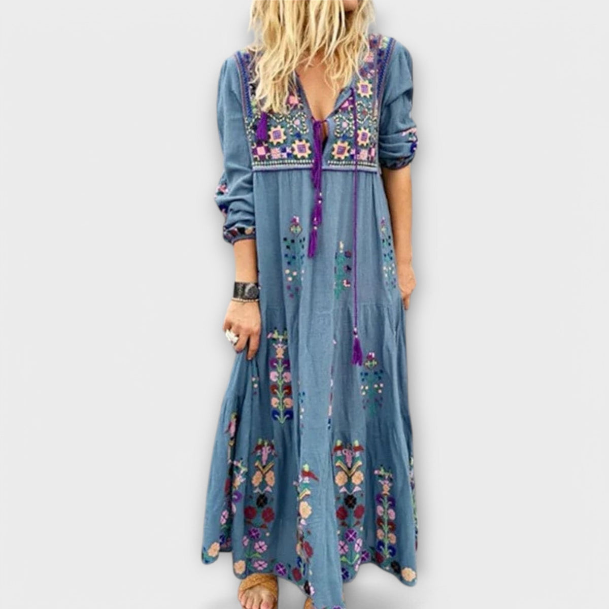 Vivi – Afslappet boho-maxikjole i hør