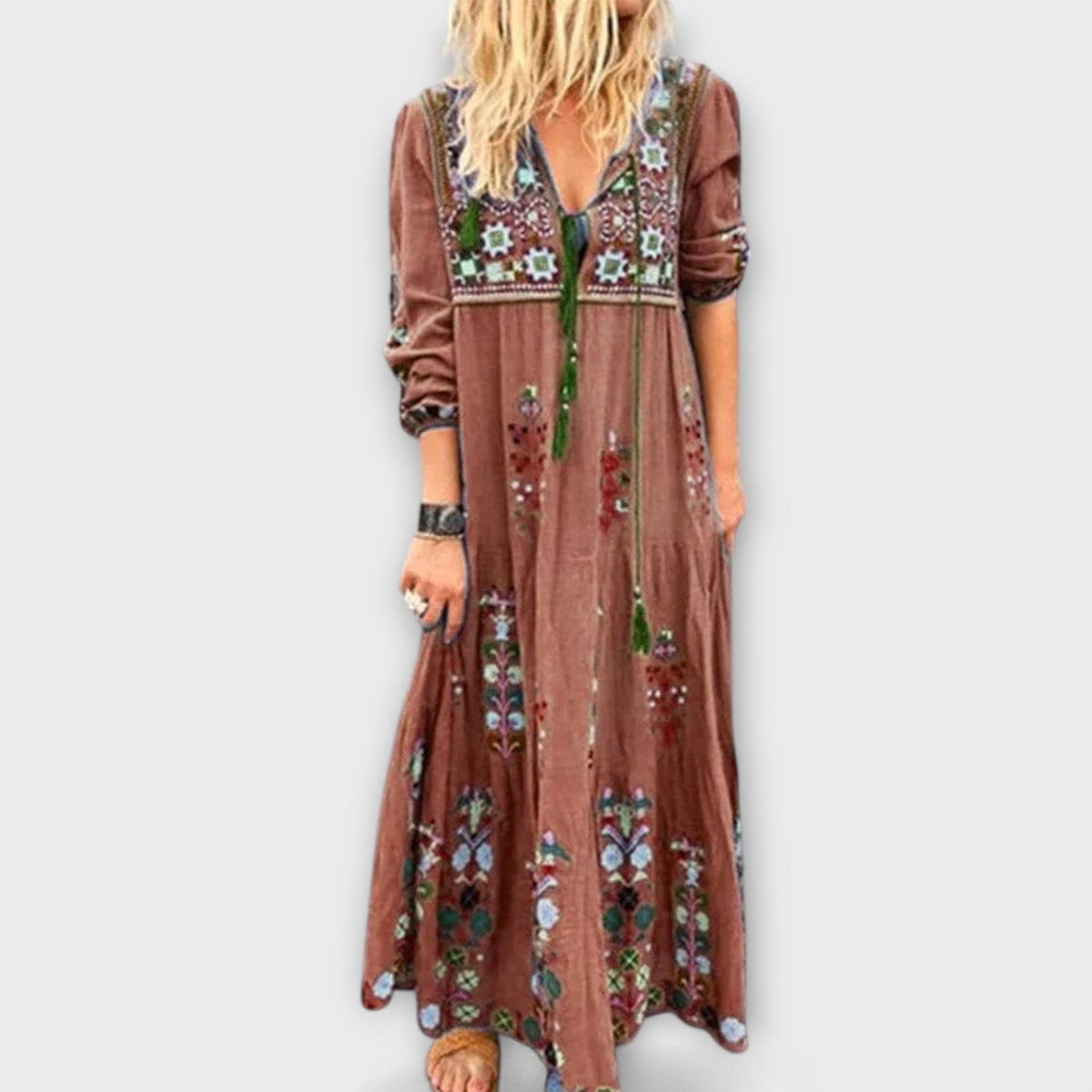 Vivi – Afslappet boho-maxikjole i hør