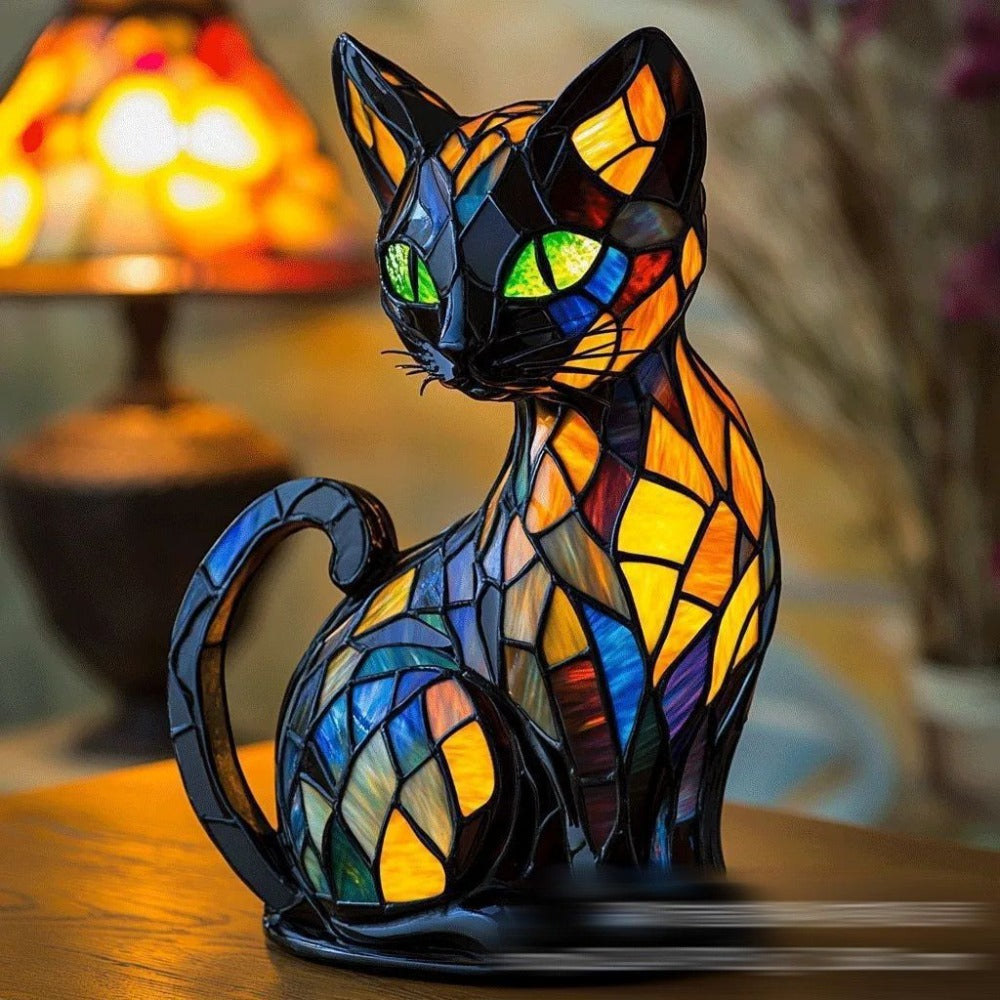 Kunstlampe i Glasmosaik – Graceful Cat