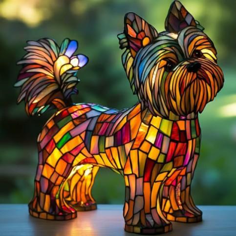 Kunstlampe i Glasmosaik – Shining Yorkshire Terrier
