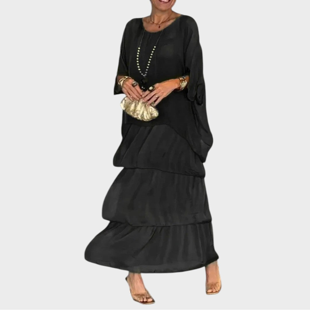Nora | Elegant chiffonkjole i bohostil til hverdag
