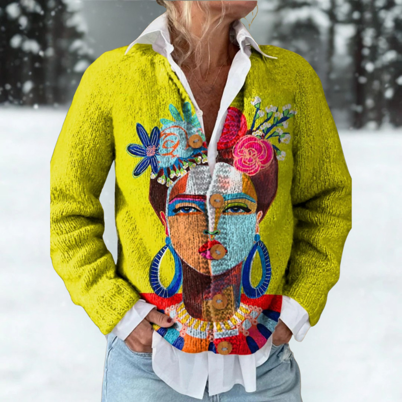 Marit | Cardigan med kunstnerportræt