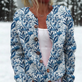 Alexandra | Cardigan med blåt botanisk print