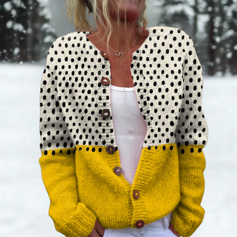 Mette | Prikket cardigan i sennepsgul