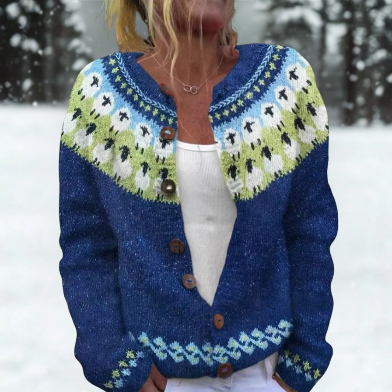 Elsa | Nordisk cardigan i alpeblå
