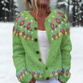 Yvonne | Grøn cardigan med folkloreblomster