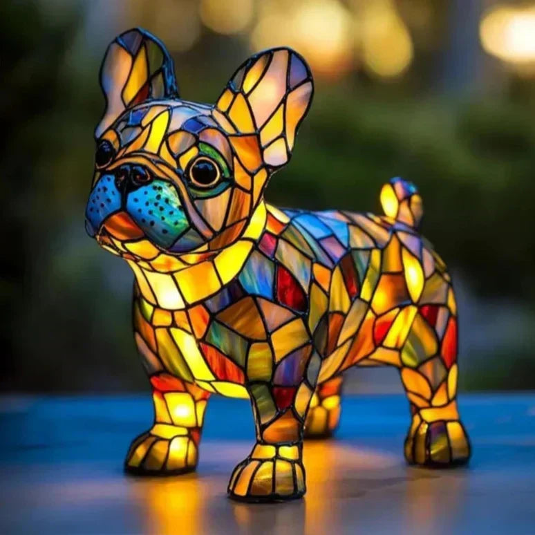 Kunstlampe i Glasmosaik – Shining French Bulldog