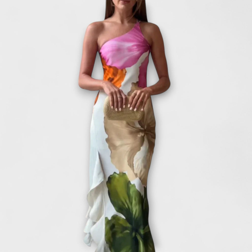 Solvej – Elegant patchwork-maxikjole
