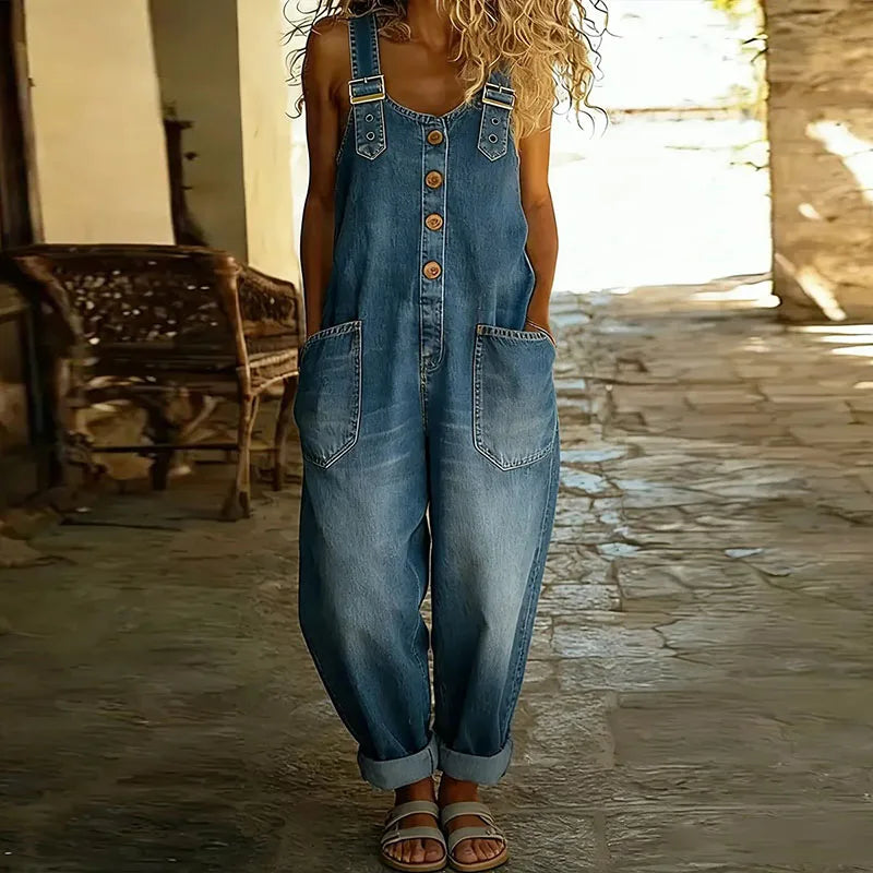 Stinne – Sæt i blød vintagebomuld med denimlook