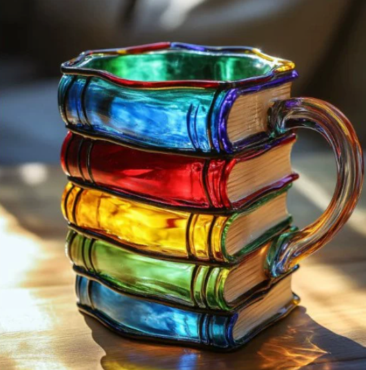 Kunstlampe i Glasmosaik – Colorful Book Mug