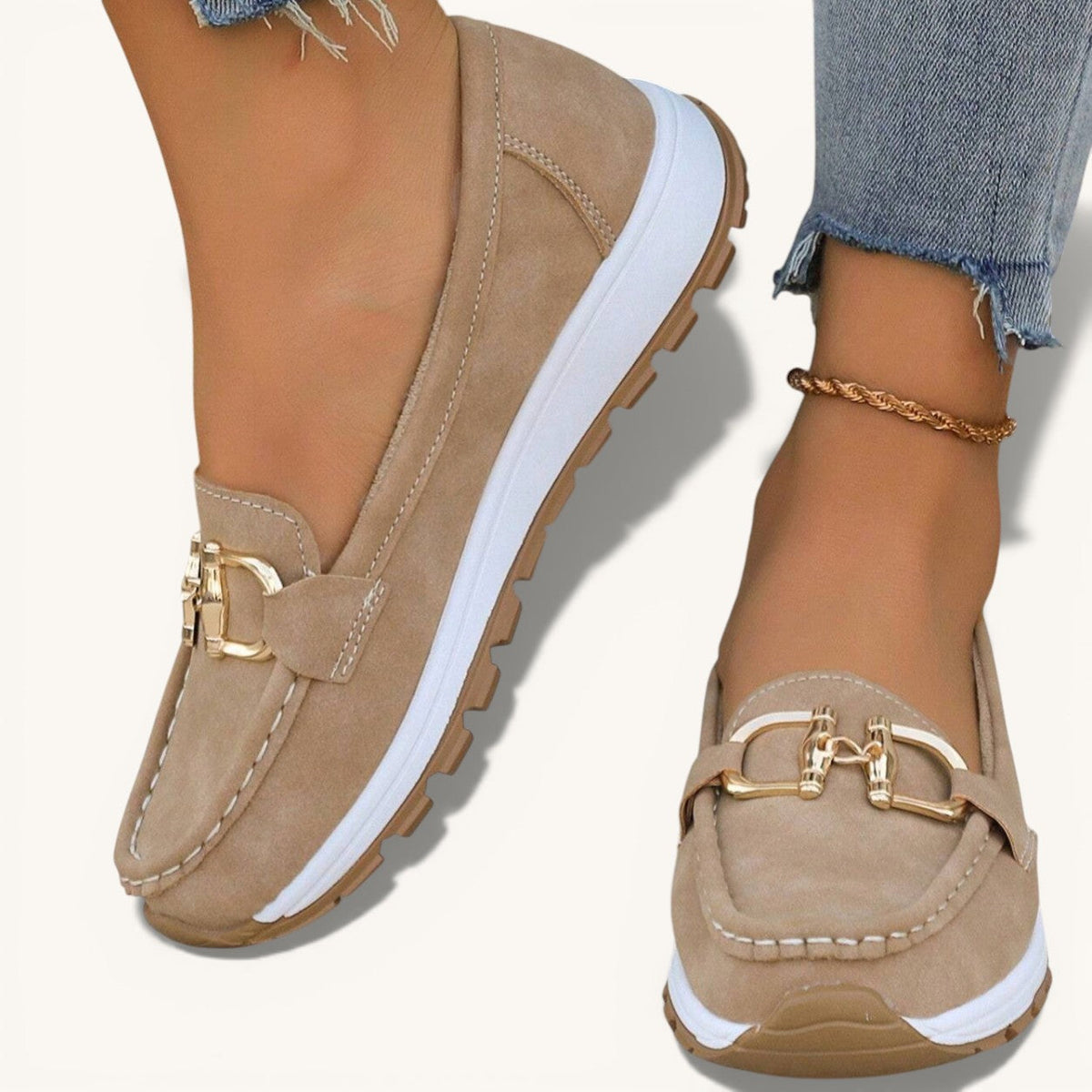 Lene – Flade loafers med spænde