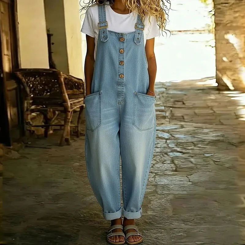 Stinne – Sæt i blød vintagebomuld med denimlook