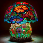 Kunstlampe i Glasmosaik – Satin Mushroom Lamp