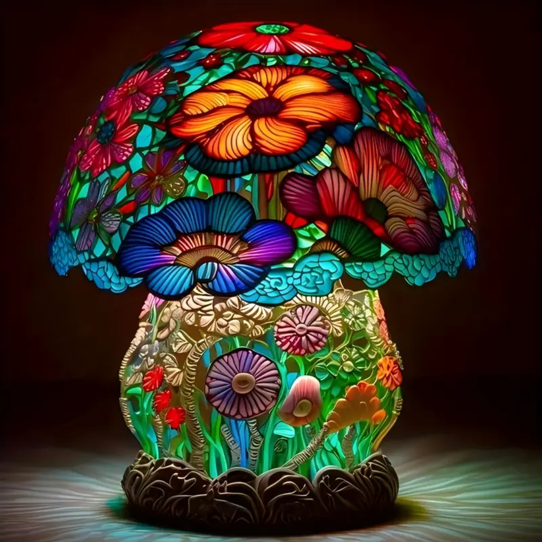 Kunstlampe i Glasmosaik – Satin Mushroom Lamp