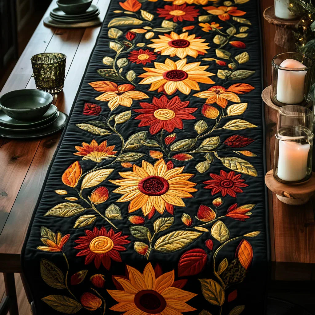 Quiltet Bordløber – Autumn Sunflowers