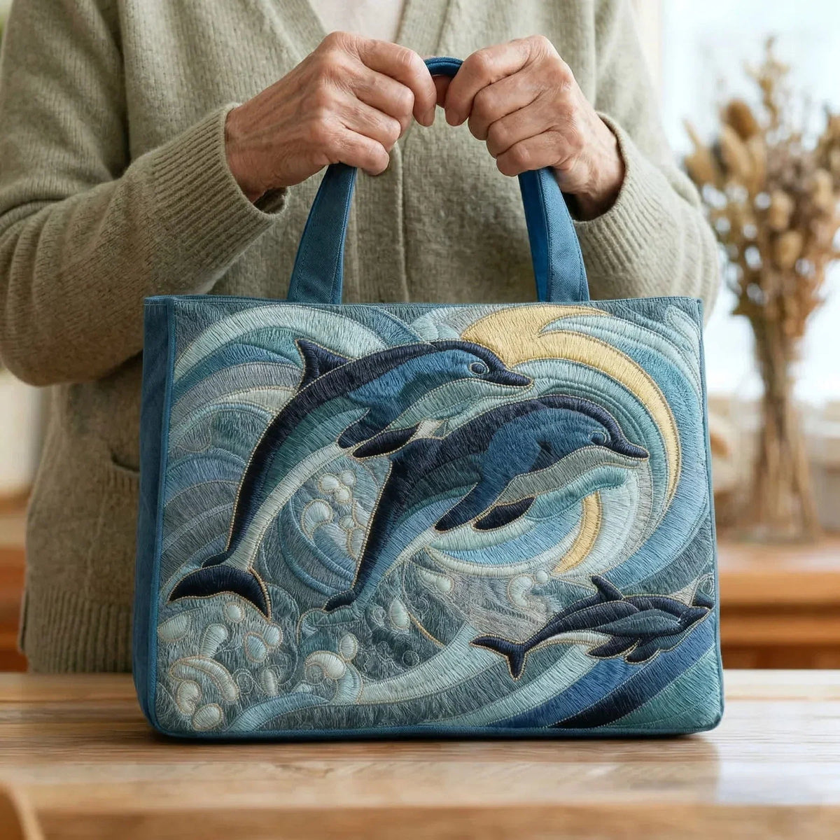 Håndlavet Totetaske – Ocean Dolphin
