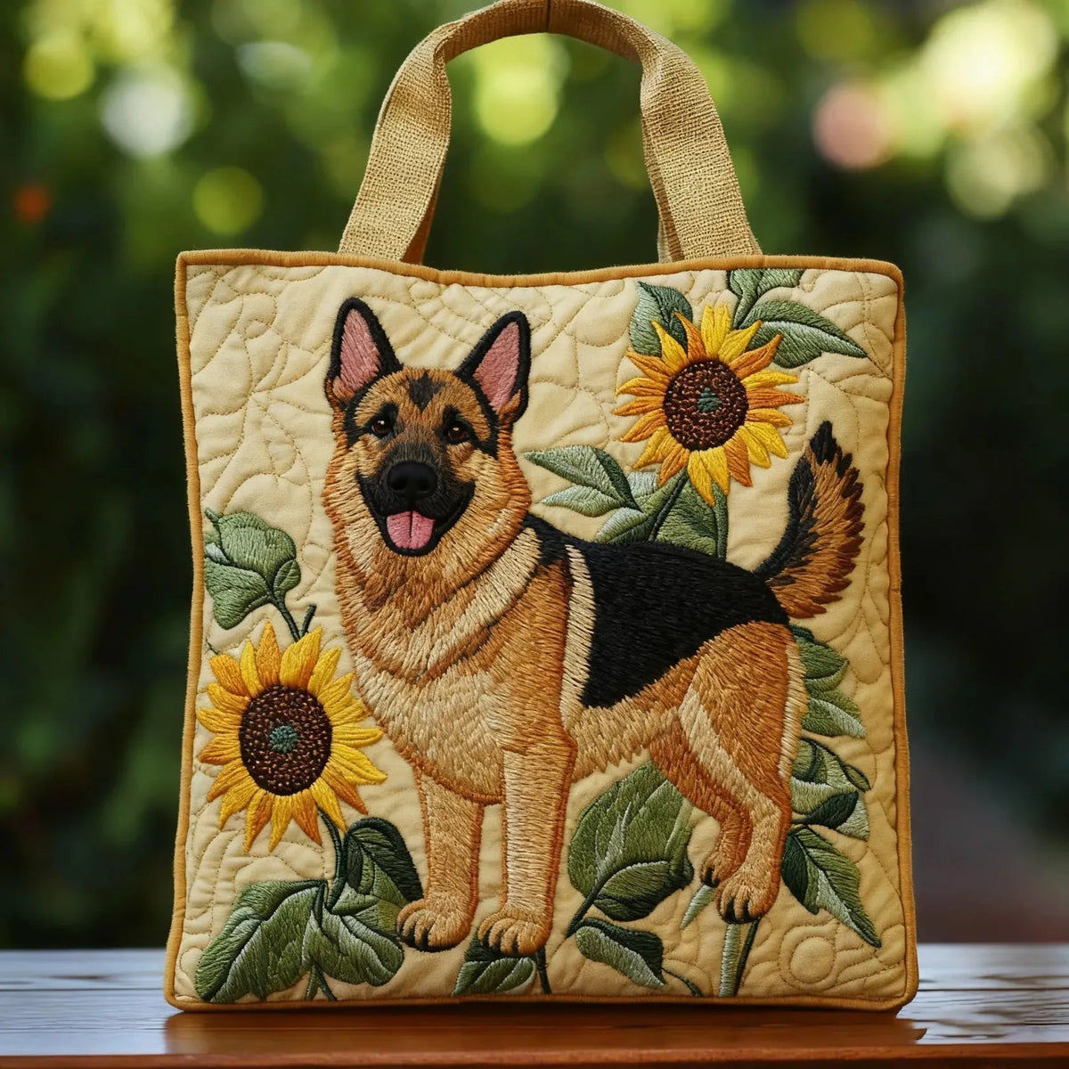 Håndlavet Totetaske – Floral German Shepherd