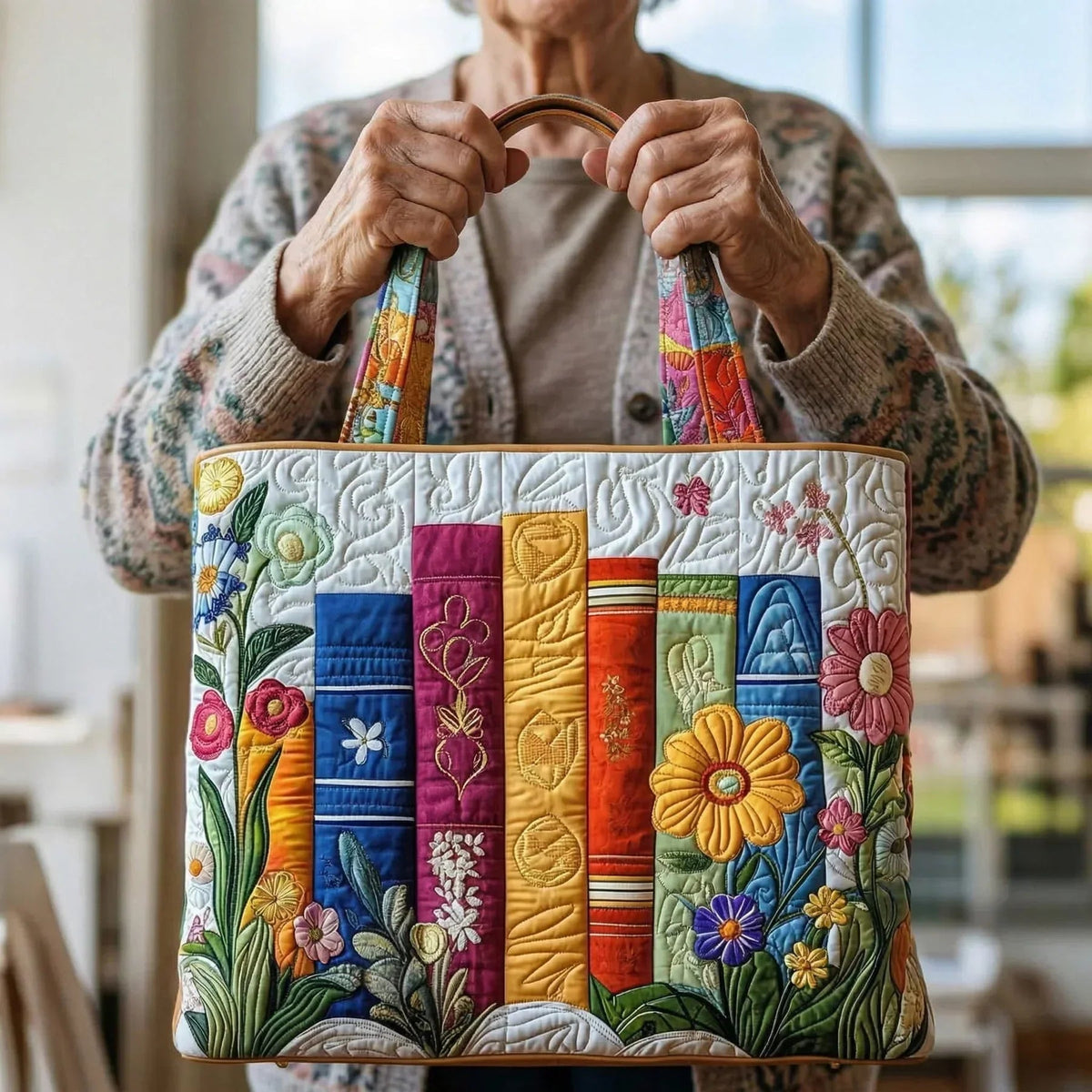 Håndlavet Totetaske – Floral Library