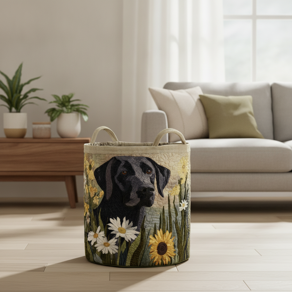 Vasketøjskurv – Black Lab Blooms