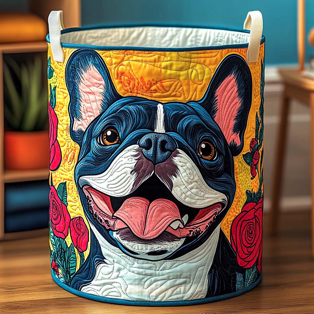 Vasketøjskurv – Bloomy Frenchie Smile